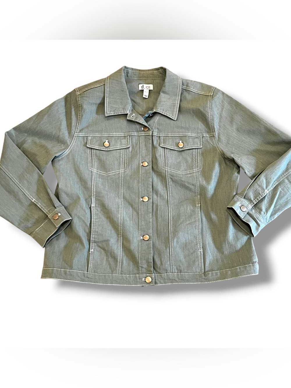Denim & Co Jacket Womens XL Light Wash Blue Stretch Button Trucker F-4